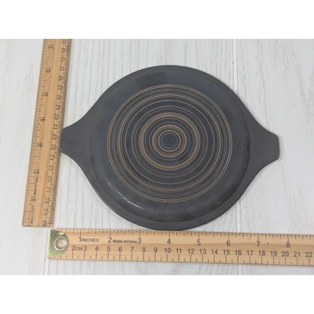 Pyrex Terra Black brown circles vintage 20-c 22 replacement lid 1 Qt tab handles